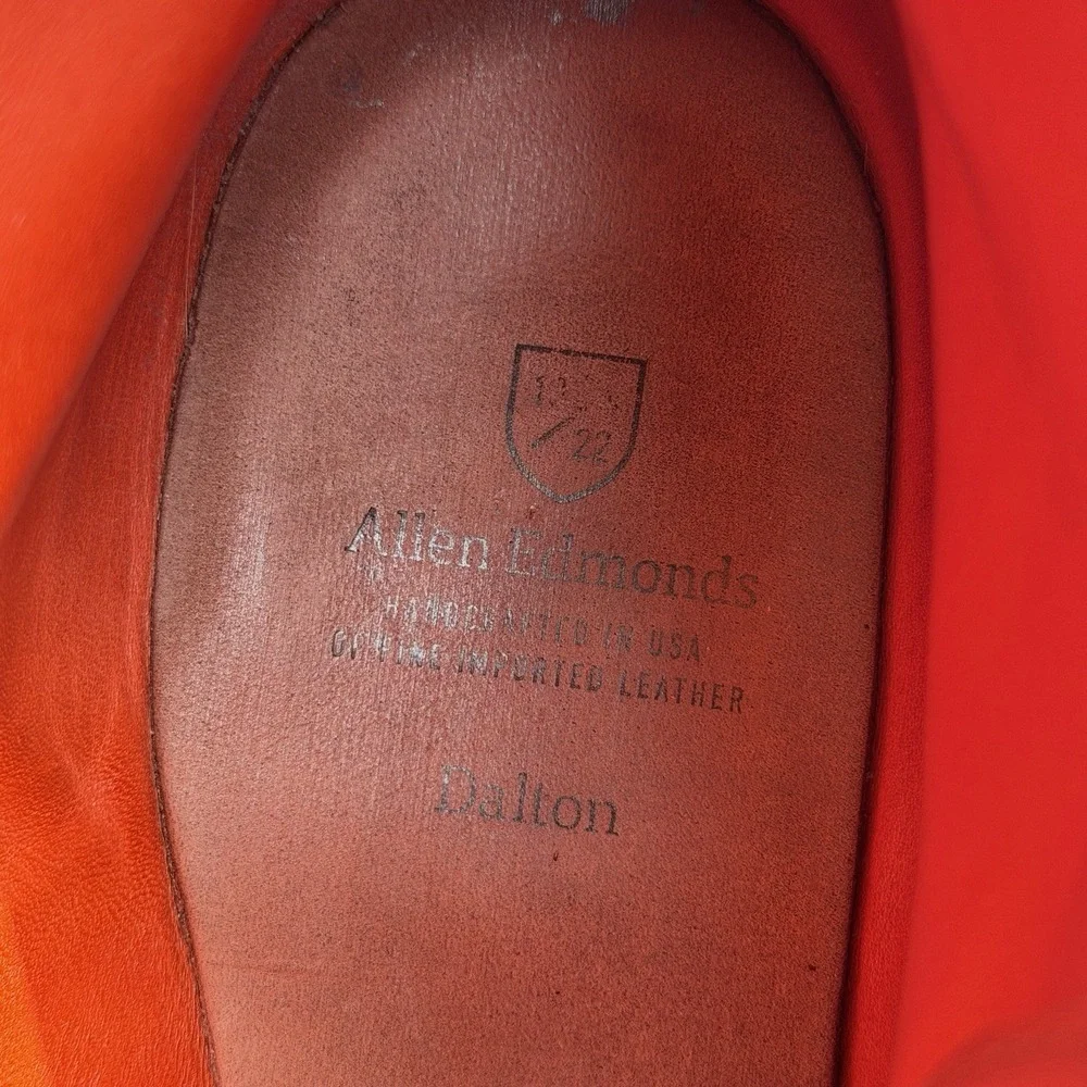 Allen Edmonds Dalton Boots Mens 11 D Dark Chili Leather Wingtip Brogue Dress